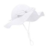 Baby Girl Sun Hat Summer Foldable Beach Hats with UPF50+ Sun Protection Wide Brim Toddler Bucket Hat Cap 6-24Months White