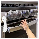 Momfts Choice Gold Awards Winner - Stove Knob Covers for Child Safety (5 + 1 Pack) Double-Key Design and Upgraded Universal Size Gas Knob Covers Clear View Childproof Oven Knob Covers for Kids and Pet