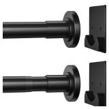 CorkLatta Matte Black Shower Curtain Rod,1 Inch Diameter Stainless Steel Adjustable Spring Tension Rods 32 to 80\,with Holders,Anti-Slip,Curtain Rods No Drilling(1 Pack)in