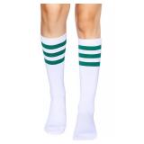 Henwarry Over the Calf Tube Socks Classic Triple Stripes Cotton Retro Athletic Socks for Men and Women (A10-GreenWhite)