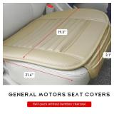 DXNQ Car Seat Cover, Leather Car Interior Front Bottom Seat Covers with Storage Pocket, Comfortable Anti-Slip Seat Cushion Covers for Car SUV Truck and Van, Car Accessories (Beige)