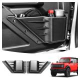 LEPZ 2PCS Front Door Storage Pockets for Ford Bronco Accessories 2024 2023 2022 2021,Side Organizer Box Compatible for Bronco 24 Door, Interior Storage Expansion Cup Holder Accessory