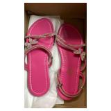 Floerns Womenfts Elegant Rhinestone Butterfly Transparent Elastic Strap Summer Flat Sandals Hot Pink 9 (used)