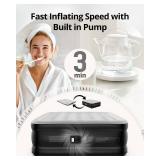 Airefina Air Mattress Queen with Built in Pump, 18 Raised Comfort Blow Up Mattress with Carrying Bag, Portable Inflatable Mattress for Guest Home, Air Bed Colchones Inflables 750 Lbs Max, 80*60*18 in