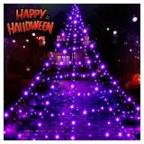 Christmas Decorations Outdoor Giant Spider Web Lights,23ft x 18ft Black Spider Web with 500 LEDs Purple,Waterproof for Christmas Decorations and 8 Modes. (Black Nylon Rope and Purple LED Lights)