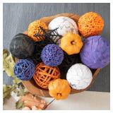ANDALUCA Large Decorative Halloween Fall Vase Filler Bag with Orbs, Balls (Purple Orange)