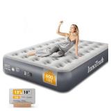 InnoTruth Camping Air Mattress, Full Size with Built in Pump, Inflatable Mattress Blow up Mattress, Family Choice Award Winner-13 Colchones Inflables Foldable Air Bed for Guest and Home, Grey