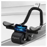 2026 New Ab Roller Wheel with Timer and Knee Mat,Automatic Rebound Abdominal Wheel with Elbow Support Ab Workout Equipment for Strengthening Core Muscles Abs Exercise Roller for Women Men (Black)