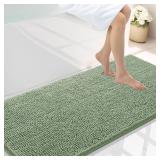 Smiry Luxury Chenille Bathroom Rugs 44x24, Extra Soft and Absorbent Shaggy Bath Mat, Machine Washable, Non-Slip Plush Carpet Runner for Tub, Shower, and Floor, Home Decor Accessories, Sage Green