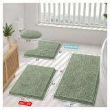 Smiry Luxury Chenille Bathroom Rugs 44x24, Extra Soft and Absorbent Shaggy Bath Mat, Machine Washable, Non-Slip Plush Carpet Runner for Tub, Shower, and Floor, Home Decor Accessories, Sage Green