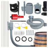 Rain Barrel Diverter Kit, Rainwater Collection System with Adjustable Valve and Hose, Rain Water Diverter for Downspout, Downspout Diverter Fits for Standard Downspouts