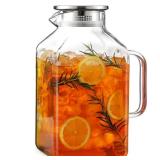 1 Gallon Square Glass Pitcher with Lid, Water Pitchers for Fridge, Borosilicate Glass Carafe