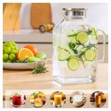 1 Gallon Square Glass Pitcher with Lid, Water Pitchers for Fridge, Borosilicate Glass Carafe