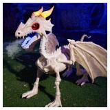 JOYIN Dragon Skeleton Halloween Decoration, 23.6\ Roaring Mist-Spraying Dragon with Wings, LED, Posable Joints, Sound Motion Activated Animal Skeleton Animatronic for Haunted House (Battery Operated)i
