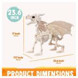 JOYIN Dragon Skeleton Halloween Decoration, 23.6\ Roaring Mist-Spraying Dragon with Wings, LED, Posable Joints, Sound Motion Activated Animal Skeleton Animatronic for Haunted House (Battery Operated)i
