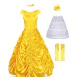 JerrisApparel Womenfts Princess Costume Halloween Party Dress (2, Yellow)