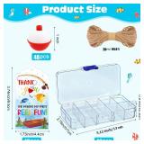 48 Set Fishing Candy Little Tackle Boxes for Birthday Party Favors with 48 Fishing Bobber 48 Thank You Cards for Making My Party Reel Fun Gone Fishing Theme Supplies Fishing Decorations (48)
