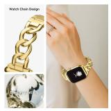 Musk-MSKR Gold Watch Bands for Women Compatible with Apple Watch Band 42mm(S321) 44mm 45mm 46mm 49mmAdjustable Metal Strap Single Row Bracelet for iWatch Series12345678910SEUltra