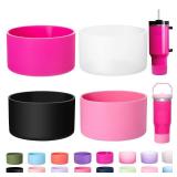 LONPARRY 4-Pack Silicone Boot for Stanley 40 30 Tumbler | Cover Fits Quencher IceFlow 20 oz Cup | BPA-Free Bottom Protector Accessories
