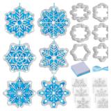 Epakh 24 Sets Snowflakes Crafts Kit Winter Snowflakes Tissue Paper Crafts Kit Christmas Decorations Make Your Own Xmas Tree Hanging Ornament for Holiday Party DIY Home Activities(Glitter Blue)