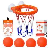 Bath Toys  Bathtub Basketball Hoop for Toddlers, Kids, Boys and Girls | 4 No-Hole Balls and Strong Suction Cups | Fun Basketball Bath Toy for Toddlers