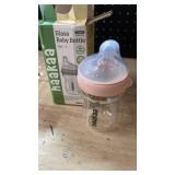 haakaa Gen.3 Natural Glass Baby Bottle Wide Neck Anti-Colic Variable Flow Nipple - Easy to Clean and Latch for 6M+ Breastfed Babies, Newborn Registry Essentials,BPA-Free, 6.3 oz180 ml, Peach