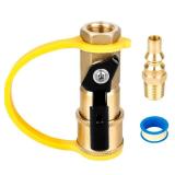 FATCANMA 14\ RV Propane Quick Connect Adapter for Propane Hose - Low-Pressure Propane 14\in Quick Connect or Disconnect Kit - Shutoff Valve and Full Flow Plug - 100percent Solid Brassin