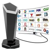 TV Antenna Indoor - 2025 Upgraded HD Digital Antenna for Smart, 360° Long Range Reception Supports 4K 1080P, TV Antenna for Local Channels in Crystal Clear, Easy Installation
