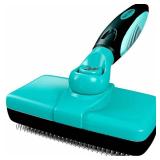 Hertzko Dog Brush for Shedding - Self Cleaning Slicker Brush for Dogs and Cats - Gently Removes Loose Hair, Tangles, and Dirt - Grooming Comb Suitable for Long or Short Coats - Aqua