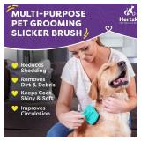 Hertzko Dog Brush for Shedding - Self Cleaning Slicker Brush for Dogs and Cats - Gently Removes Loose Hair, Tangles, and Dirt - Grooming Comb Suitable for Long or Short Coats - Aqua