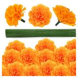 GOMALL 30 Pcs Artificial Marigold Flowers,3.54\ Silk Marigold Flower Heads with Stems,Orange Flowers Artificial for Diwali Decor,Indian Wedding,Home,DIY Wreath Garland,Day of The Dead Decorationsin