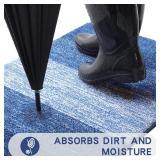 Kitinjoy Indoor Outdoor Door Mat, 24x16 Non-Slip Absorbent Dirt Trapper, Low-Profile Washable Inside Entrance Front Floor Mat, Sturdy Soft Entry Doormats for Entryway, Navy Blue