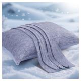 Elegear Cooling Pillow Cases for Hot Sleepers, Japanese Q-Max 0.5 Cooling Pillowcases, Both Sides(CoolingCotton), Breathable Soft Pillowcase for Hair and Skin, Set of 2-Blue (Queen (20ftft x 30ftft))