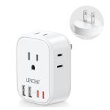 LENCENT US to Japan Plug Adapter, 2 Prong to 3 Prong Outlet Adapter with 4 Outlets 4 USB Ports(2 USB C), Type A Travel Converter for US to Japan Canada Mexico China Philippines Peru