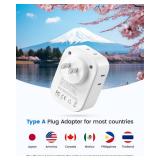 LENCENT US to Japan Plug Adapter, 2 Prong to 3 Prong Outlet Adapter with 4 Outlets 4 USB Ports(2 USB C), Type A Travel Converter for US to Japan Canada Mexico China Philippines Peru