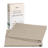 California Design Den 100percent Cotton Pillow Cases Standard Size Set of 2, Soft and Cooling Sateen Weave Pillowcase Set - Beige (Warm Taupe)