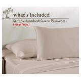 California Design Den 100percent Cotton Pillow Cases Standard Size Set of 2, Soft and Cooling Sateen Weave Pillowcase Set - Beige (Warm Taupe)