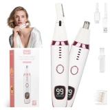 Mendaping LED Display Ear and Nose Hair Trimmer Clipper for Women Men,2025 Rechargeable 2 in 1 Painless Eyebrow and Facial Hair Trimmer with Powerful Motor and Dual-Edge Blades Easy Clean (White)