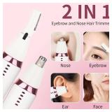 Mendaping LED Display Ear and Nose Hair Trimmer Clipper for Women Men,2025 Rechargeable 2 in 1 Painless Eyebrow and Facial Hair Trimmer with Powerful Motor and Dual-Edge Blades Easy Clean (White)
