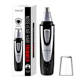 Ear and Nose Hair Trimmer Clipper - 2025 Professional Painless Eyebrow and Facial Hair Trimmer for Men Women, Battery-Operated Trimmer with IPX7 Waterproof, Dual Edge Blades for Easy Cleansing Black