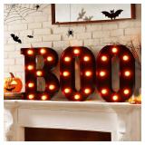 Halloween Decorations-3 LED Marquee Light up Letters Boo Sign, Halloween Decor for IndoorOutdoor | Fireplace | Kitchen | Table | Home | Mantel | Party