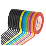 cridoz 15 Rolls Thin 18 Inch (3mm) Whiteboard Tape, Low-Tack Paper Pinstripe Art Grid Lines Tape for Dry Erase Boards, Crafts and Delicate Surfaces - Assorted Colors