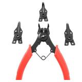 Snap Ring Pliers TAODAN 1Set 4 In 1 C Clips Removal Retaining Set for Automotive and Engine Repair, Interchangeable Jaw Head 45 90 and 180 Degree Angled Jaws, AC Compressor Clutch Holding Tool
