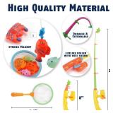 CozyBomB Magnetic Fishing Toys Game Set for Kids | Water Table Bathtub Kiddie Pool Party Pole Rod Net, Outdoor Plastic Floating Fish, Toddler Bath Color Ocean Sea Animals Birthday Gift Age 3-5 6 4-8