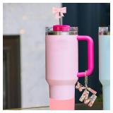 Stanley Cup Accessories Set, Straw Cover Cap for 9-10 mm Straws, Silicone Boot for Stanley Cup Stanley 40 oz 30 oz Tumbler, Letter Charm Accessories for Stanley Cup with Handle (M)