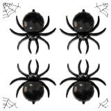 4Pcs Black Spider Foil Balloons, Large 3D Mylar Halloween Decorations for Kids Horror Party, Giant Set for Night Party Supplies