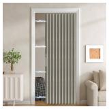 Jilron 100percent Blackout Fabric Folding Door Curtain with Magnetic Closure - Accordion Style for Sliding Doors, Closets,Wardrobe and Temporary Door Solutions Doorway Curtains?W42 x L78, Grey 1 Panel