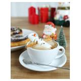 LE TAUCI 3 oz Espresso Cups with Saucers, Demitasse Coffee Cup for Shot, Lungo, Ristretto - 3 inch, Set of 4, White