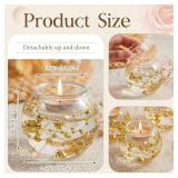 Reallnaive 8 Pcs Glass Clear Votive Floating Candle Holders with 8 Pcs Bright Pearl String Beads, Tealight Bowl Candle Holder for Dinning Room Party Tables Centerpiece Wedding Christmas Decor (Gold)