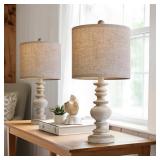 BOBOMOMO Tradition 20\ Rustic Table Lamp Set of 2 for Living Room Bedroom Bedside Desk Lamps Bedroom Nightstand Vintage Lamps Linen?Suitable for Decorating Small Areas?in